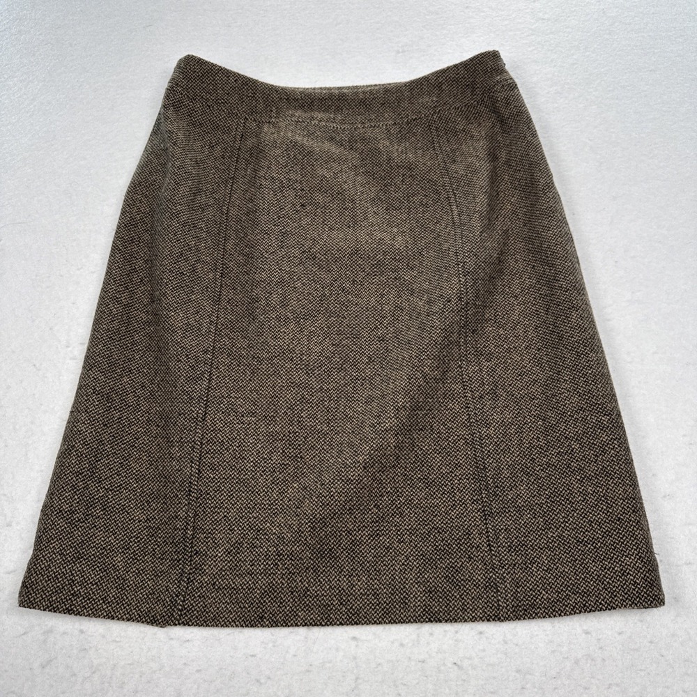 Levine Classics Womens 6 Brown Black Herringbone Wool Blend Pencil Skirt Slits
